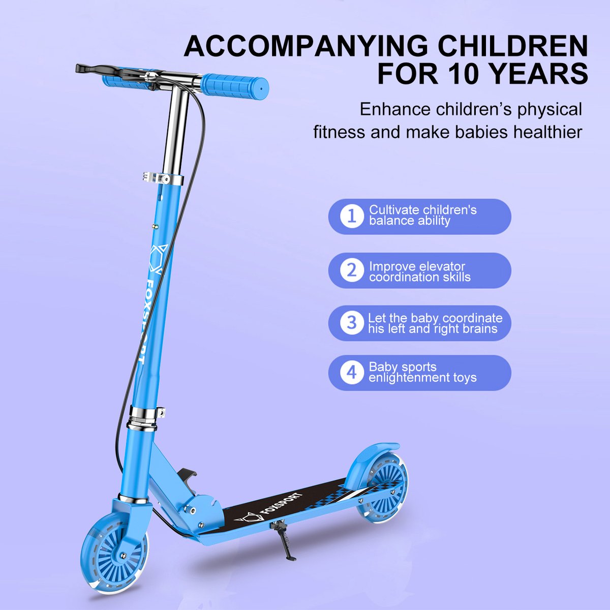 FOXSPORT Kinderstep - Kick Step - voor Jongens en Meisjes - Vanaf 3-12 Jaar - Step - Kinderstepjes - Draagkracht tot 100 kg - Aluminium — afbeelding 3