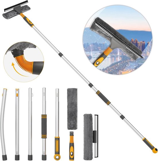 VistaClean | 182 cm professionele 2-in-1 raamwisser set - verstelbare