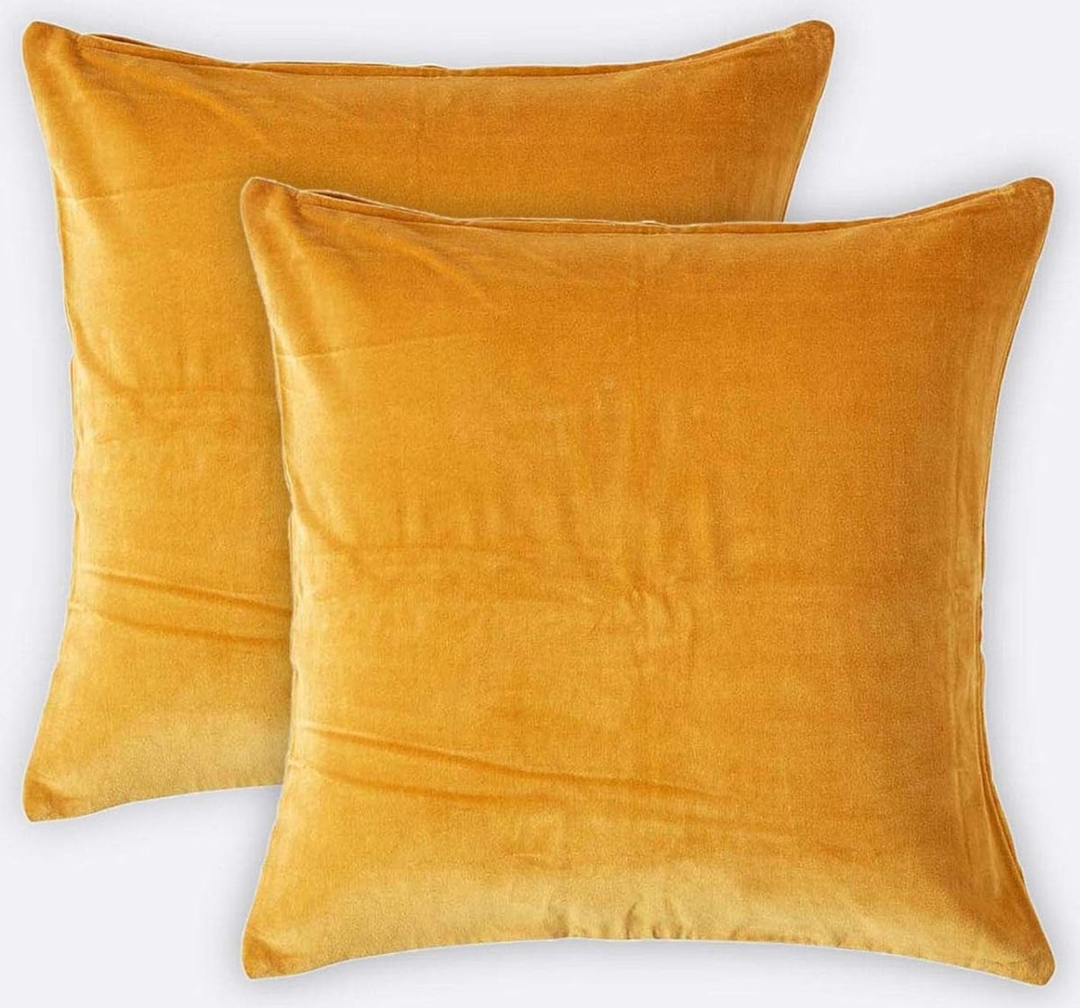 Homescapes fluwelen kussenhoes set van 2 in mosterdgeel, 40 x 40 cm