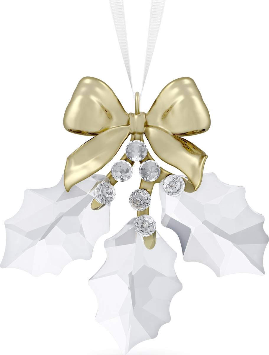 Swarovski beeldjes Hulstbladeren Kerstornament 5685701 | kerstornament met goudkleurig kristal | prachtige Swarovski kerstdecoratie