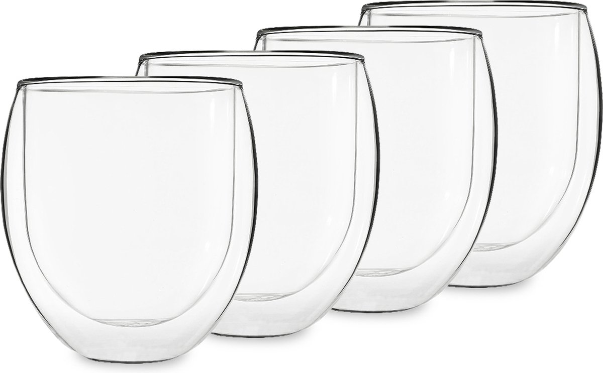 Feelino Glas Ice Theeglas Met Theebloem Bolvormig Design 400 ML Dubbelwandig Borosilicaatglas Bestand Tegen Hitte En Kou Handgemaakt Mondgeblazen Krasvrij Geschikt Voor Magnetron En Vaatwasser