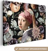 Peinture sur toile 40x30 cm - Décoration murale Jeune fille à la perle - Fleurs - Vermeer - Pastel - Œuvre d'art - Peinture - Maîtres anciens - Décoration murale murale salon - Décoration chambre - Accessoires chambre - Peintures sur toile