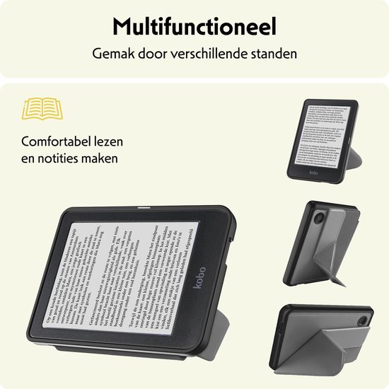 Hoesje Geschikt voor Kobo Clara BW Hoes Bescherm Hoesje Case Sleep Cover Trifold - Hoes Geschikt voor Kobo Clara BW Hoesje - Grijs van Famous Dream. — afbeelding 3