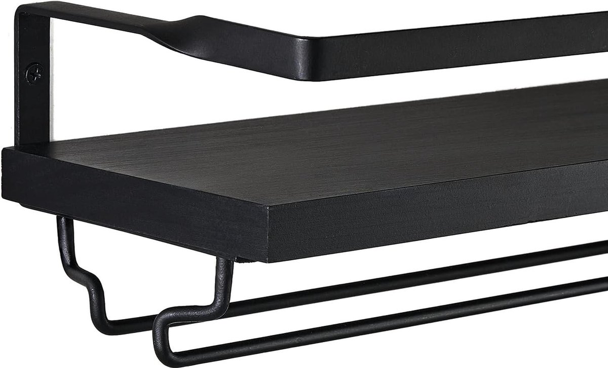 etterr Bar Cabinet Wandplank voor glazen en flessen. Vervaardigd in Spanje. Zwart