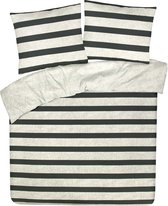 DoubleDry Housse de Couette My Design 140x200 cm 1 Personne - 100% coton doux - rayure noir gris