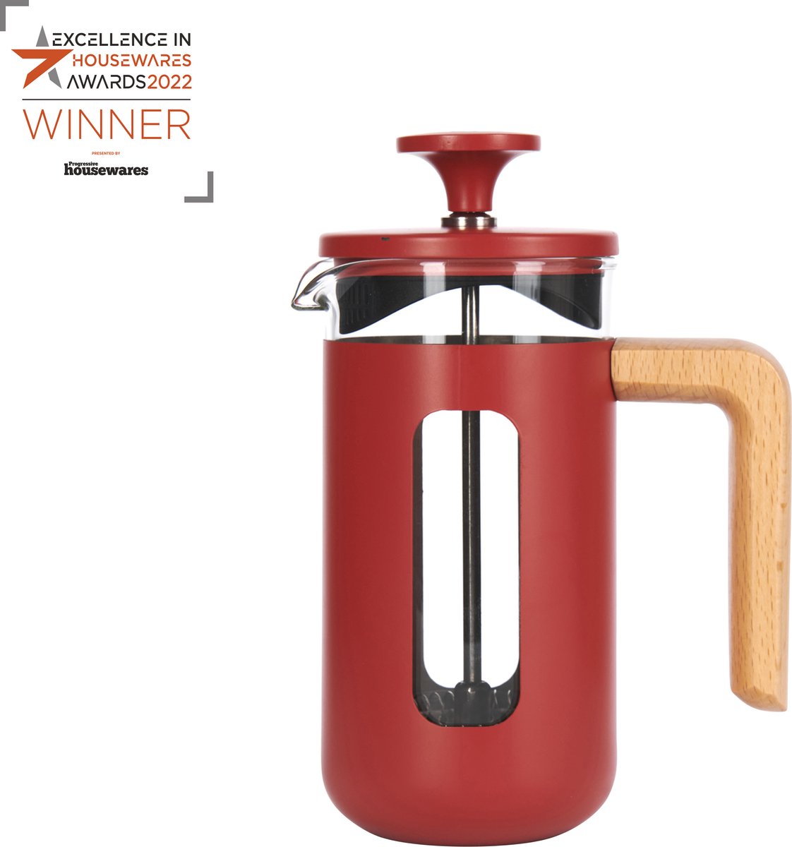 La Cafetière Pisa koffiezetapparaat met glazen frame en roestvrij, geborsteld stalen frame
