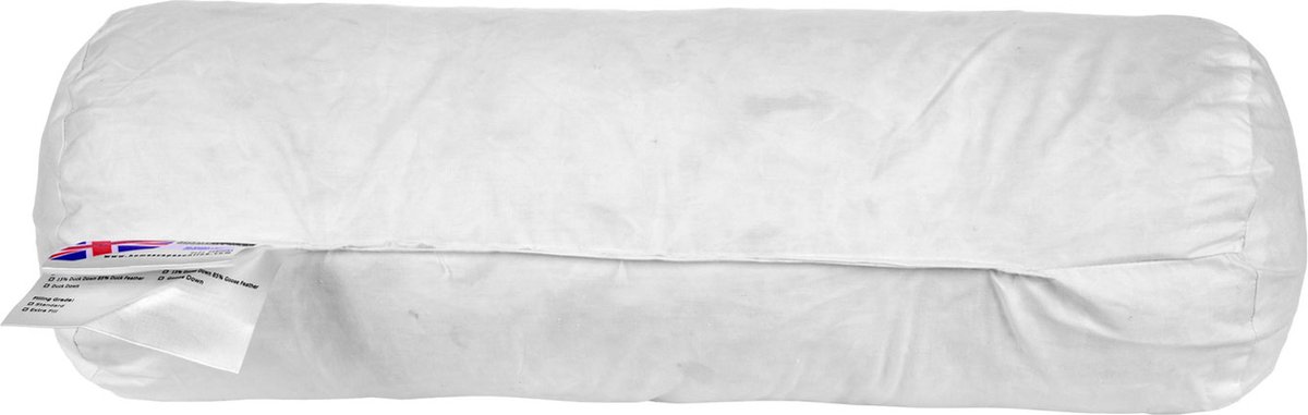 Homescapes nekrol kussen – 40×15 cm – eendenveren nekkussen – OEKO-TEX® katoen – machinewasbaar – RDS-gecertificeerd Wit