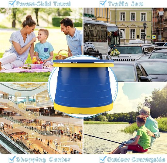 Toiletbril voor kinderen - Opklapbare toiletstoel met reistas - Indoor Outdoor Travel Potje Baby Training - Blauw — afbeelding 4