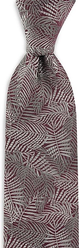 Sir Redman - cravate - Festive Leaves bordeaux - 66% viscose / 34% polyester - rouge bordeaux / gris argent
