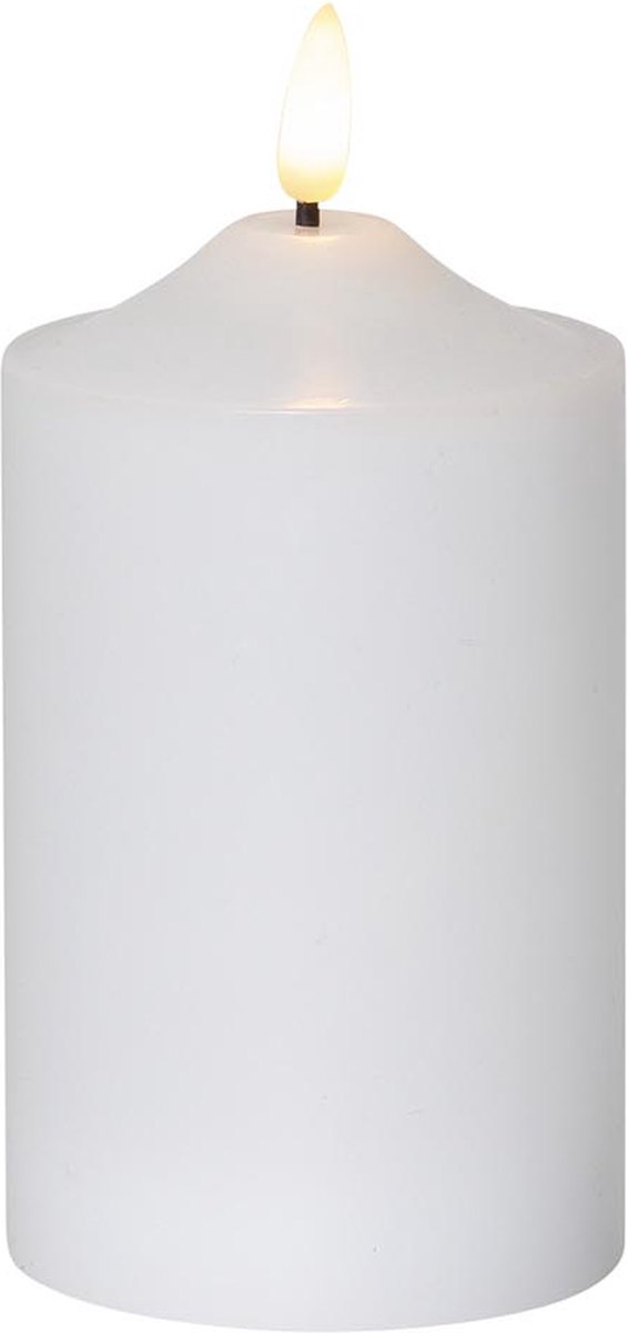 Star Trading kaarsvlam, zuilkaars, decoratie, wit, LED, timer, warm wit, 15 cm