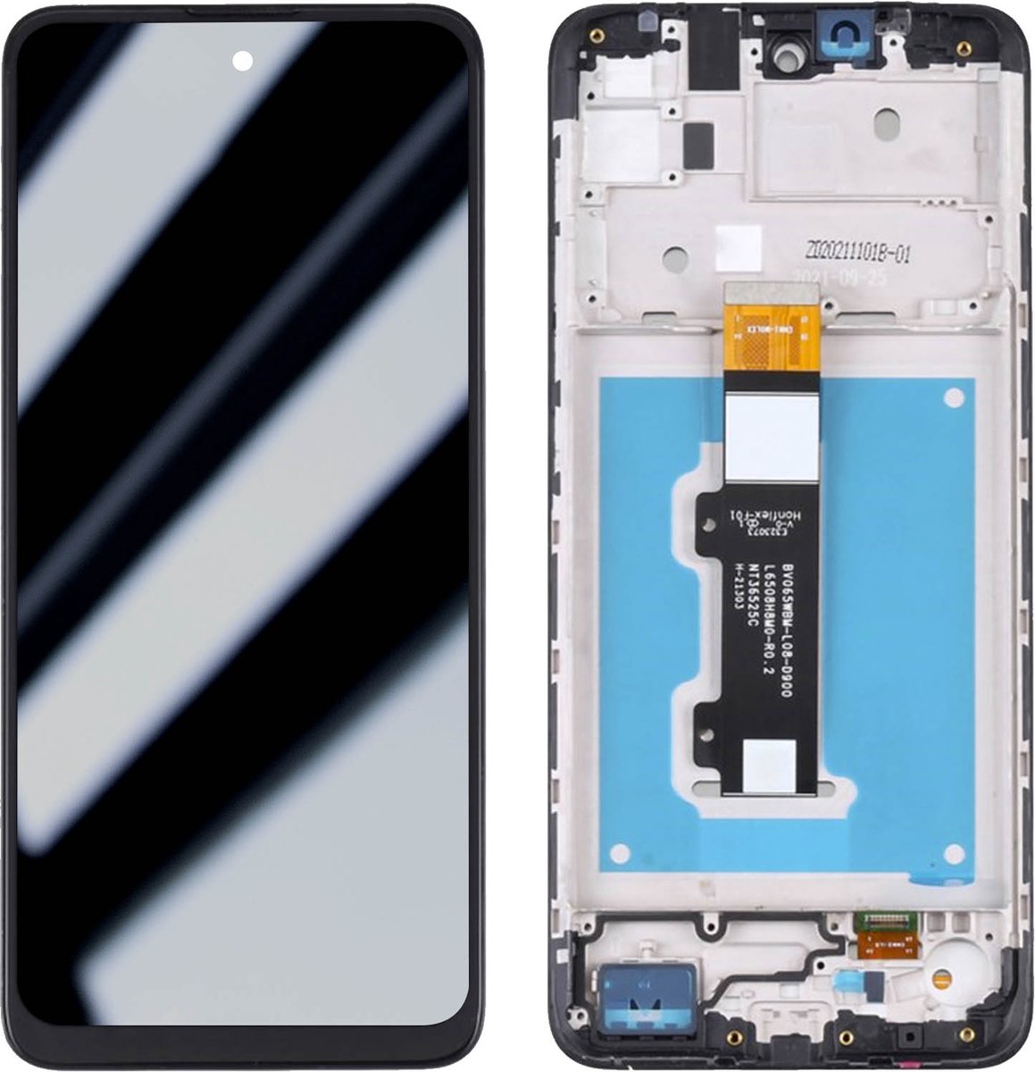Motorola, Scherm + Kader Geschikt voor Motorola Moto E40 / E30 Volledig scherm blok, Lichtgrijs