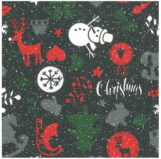 Bellatio Decorations Luxe Kerst inpakpapier - cadeaupapier - 2 verschillende prints - 2x rollen - 250 x 70 cm