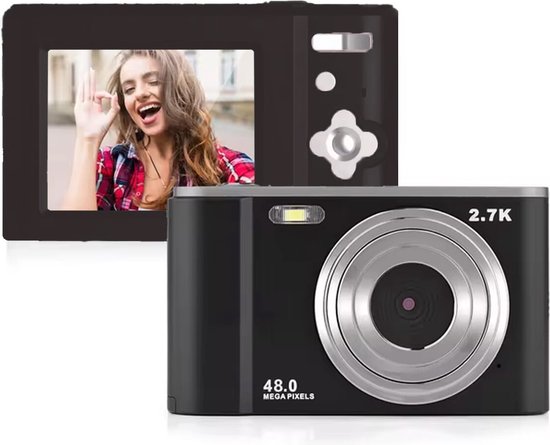 Digitale Camera 48MP 1080p | Met 8x Zoom & 2.4 Inch Flip-Scherm | 4 Uur Batterijduur | Inclusief Muziek & Spelletjes | Paars