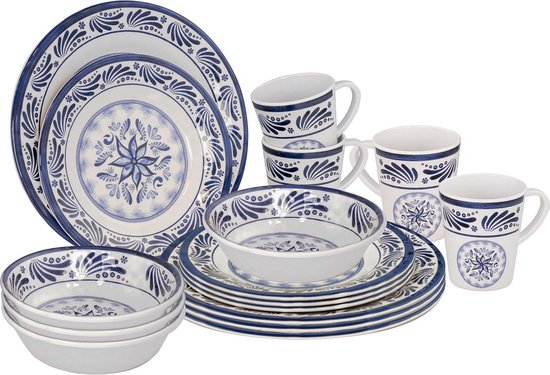 Foto: Bo camp servies 16 stuks old dutch blauw wit