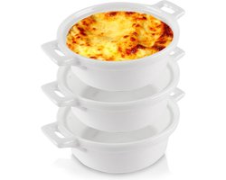Ramekins Porselein Wit 130 ml 3 stuks - Schaaltje - Set - Ovenschaal - Snackkommen - Dipschalen - Kleine Komen voor Dipsauzen en Snacks