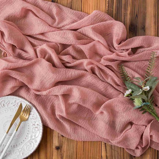 6 Stuks Kaasdoek, Tafelloper Terracotta 55 x 300 cm, Roestkleurig Rustiek Gaas, Boho-Tafelloper, Cheesecloth Voor Bruiloft, Tafelkleed Voor Bruiloftsfeest, Bruidsfeest