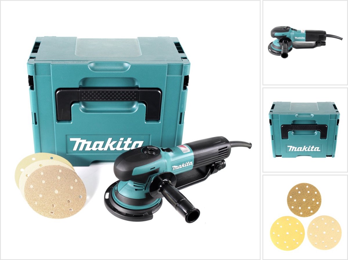 Makita BO 6050 J 750 W 150 mm excentrische roterende schuurmachine in Makpac