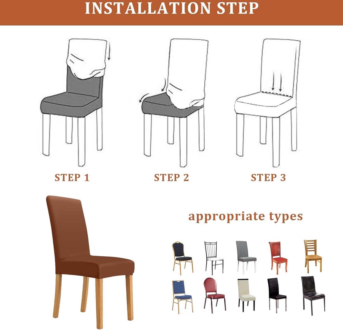 Dmyifan Stoelhoezen, set van 4, stretch, afneembaar