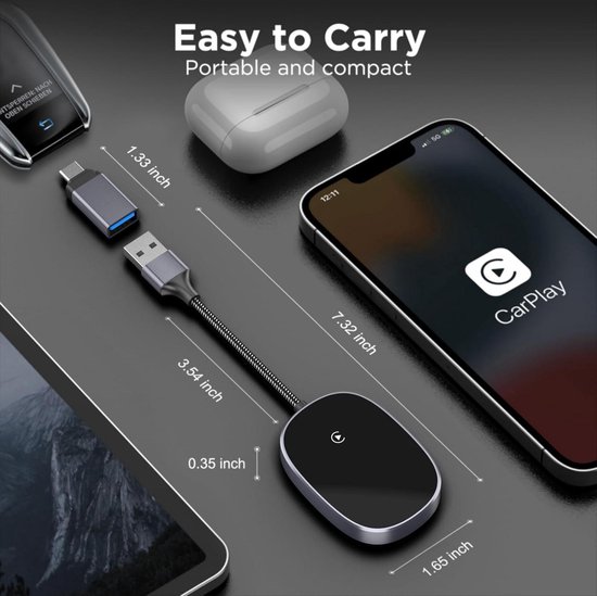 Bekabelde naar draadloze CarPlay adapter - converteer CarPlay bekabeld naar draadloos - eenvoudige installatie - auto's vanaf 2015 - iOS 10+ Carplay dongle 2.0 van Beka — afbeelding 3
