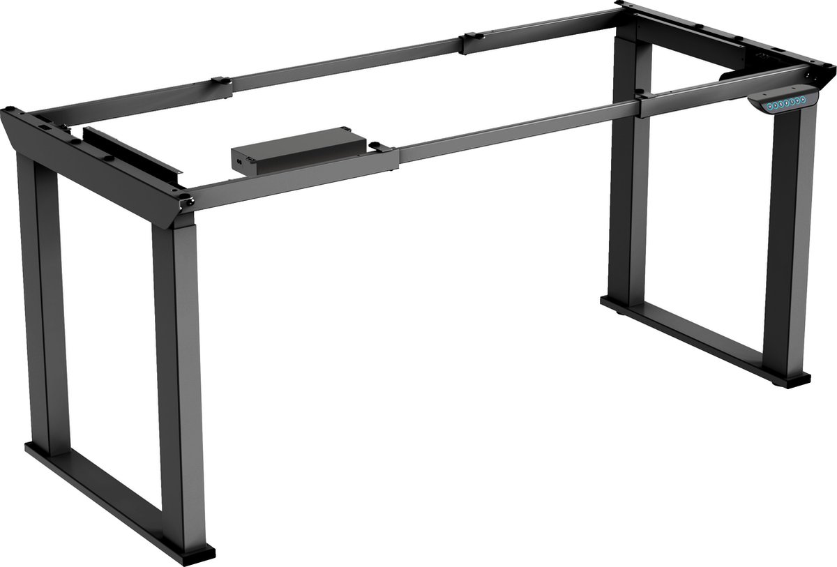 Worktrainer OLeg Zit Sta Bureau - Hoogte 73 - 123 cm - Breedte 99 - 157 cm - Elektrisch frame - In Hoogte verstelbaar bureau onderstel -Zwart - Met geheugenfunctie