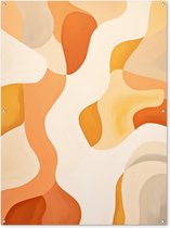Tuinposter 120x160 cm - Tuindecoratie Oranje - Abstract - Kunst - Poster voor in de tuin - Buiten decoratie - Schutting tuinschilderij - Tuindoek muurdecoratie - Wanddecoratie balkondoek