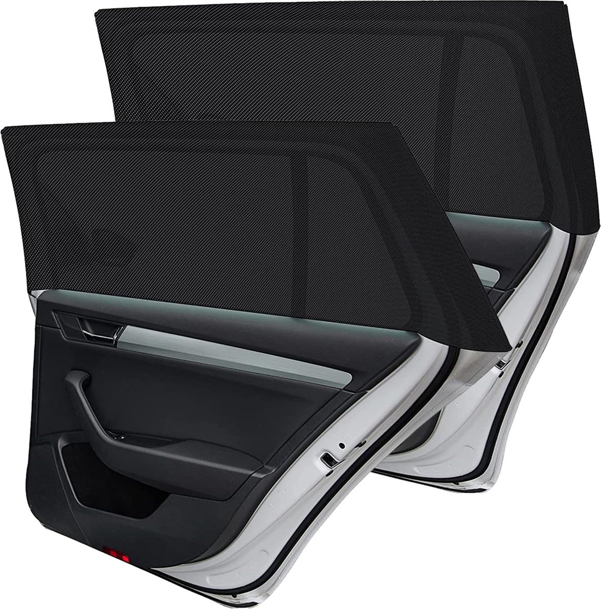 Ultiluxe® Zonwering 2 stuks - Zwart - Verduisteringsdoek auto - Zonweringen zijraam - Bescherming van UV en licht - Rekbaar - Kinderen, huisdieren, volwassenen - Autoraam zonneklep voor ramen - Universeel - Zijramen
