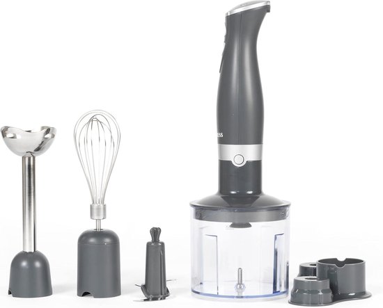Shimmer 3 In 1 Blender Set - Hand Held Whisking Blending - Chopping Functions - 2 Speed Settings - Stainless Steel Blades - 500 ml Chopping Bowl - 350 W - Dark Grey — afbeelding 5