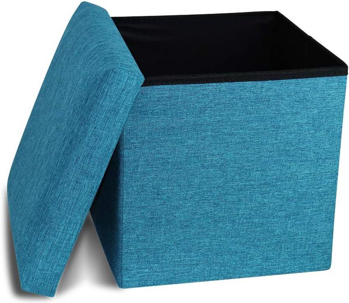 Opbergdozen Poef Kubus Opvouwbare Zitkubus met Traagschuim Zitting - Blauw-Groen