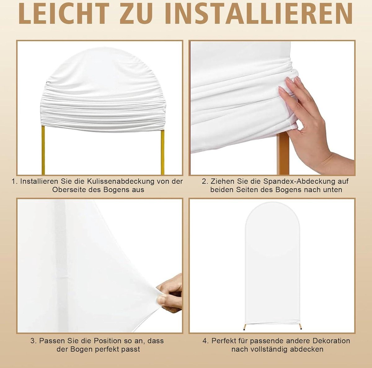 Housse Arche Mariage Beige - Couverture Spandex 240x140 Cm - Décoration Fête