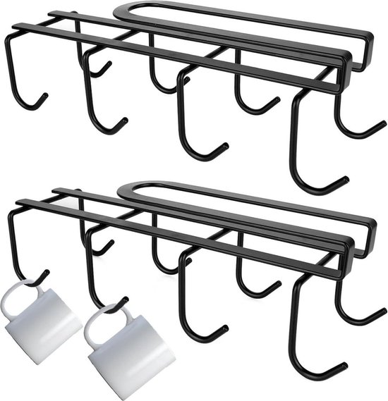 Koffiebekerhouder Voor Aan De Muur Gemonteerd Metaal - Koffiemok Hanger Met 16 Haken Koffietekens Decoratie Keuken En Koffiebar Accessoires Koffiebekerhouder Voor Aan De Muur Gemonteerd Metaal - Koffiemok Hanger Met 16 Haken Koffietekens Decoratie Keuken En Koffiebar Accessoires