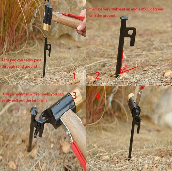 Garden Mile Tentharingen metalen heavy duty 8 stuks 30 cm stalen grondpen - sterke gegalvaniseerde J-vormige wapeningsstokken voor buiten kamperen, tuin, tuinhuisje, voetbal doelnet