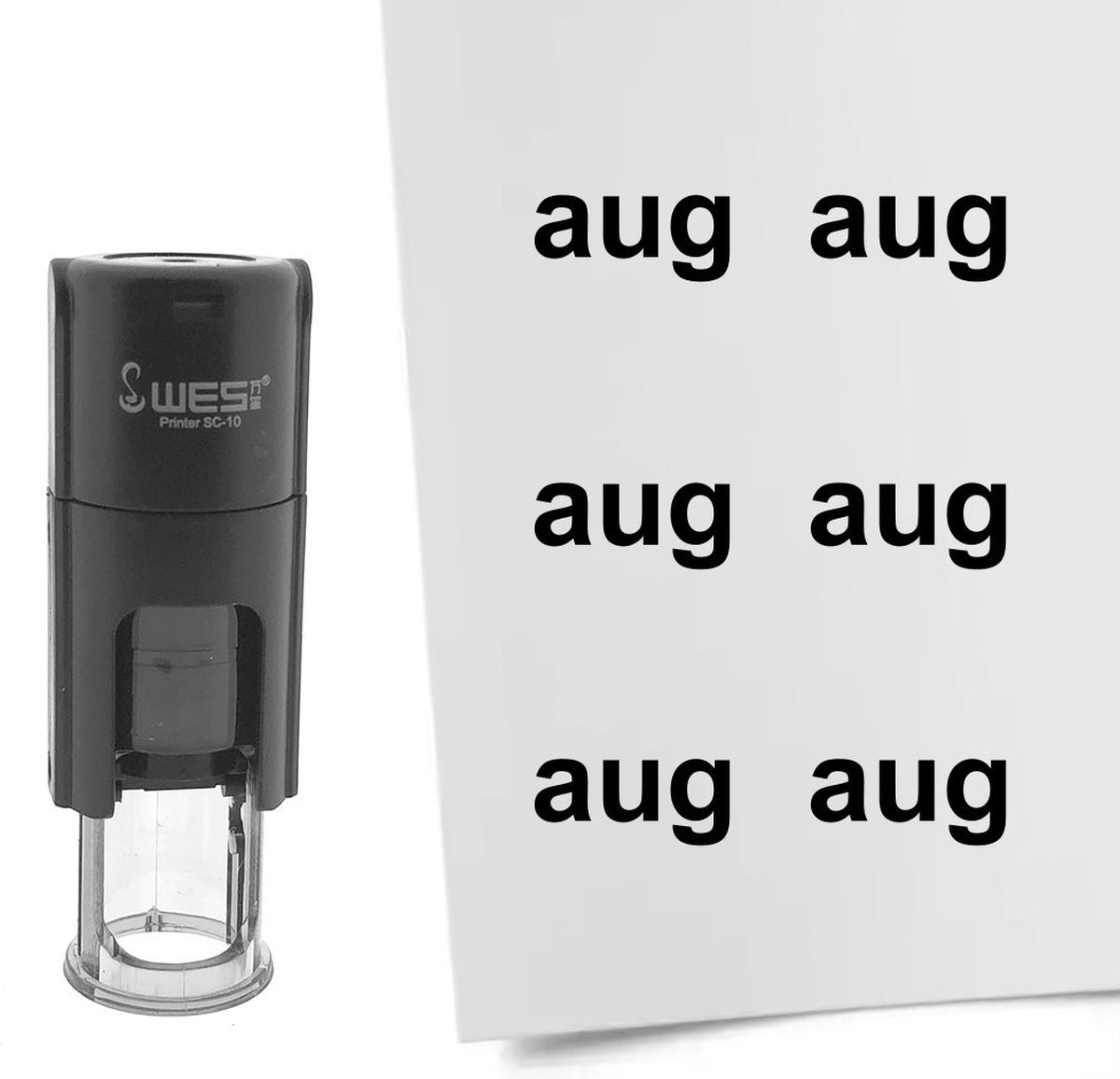 CombiCraft Stempel maand augustus 10mm rond zwarte inkt per 1 stuk