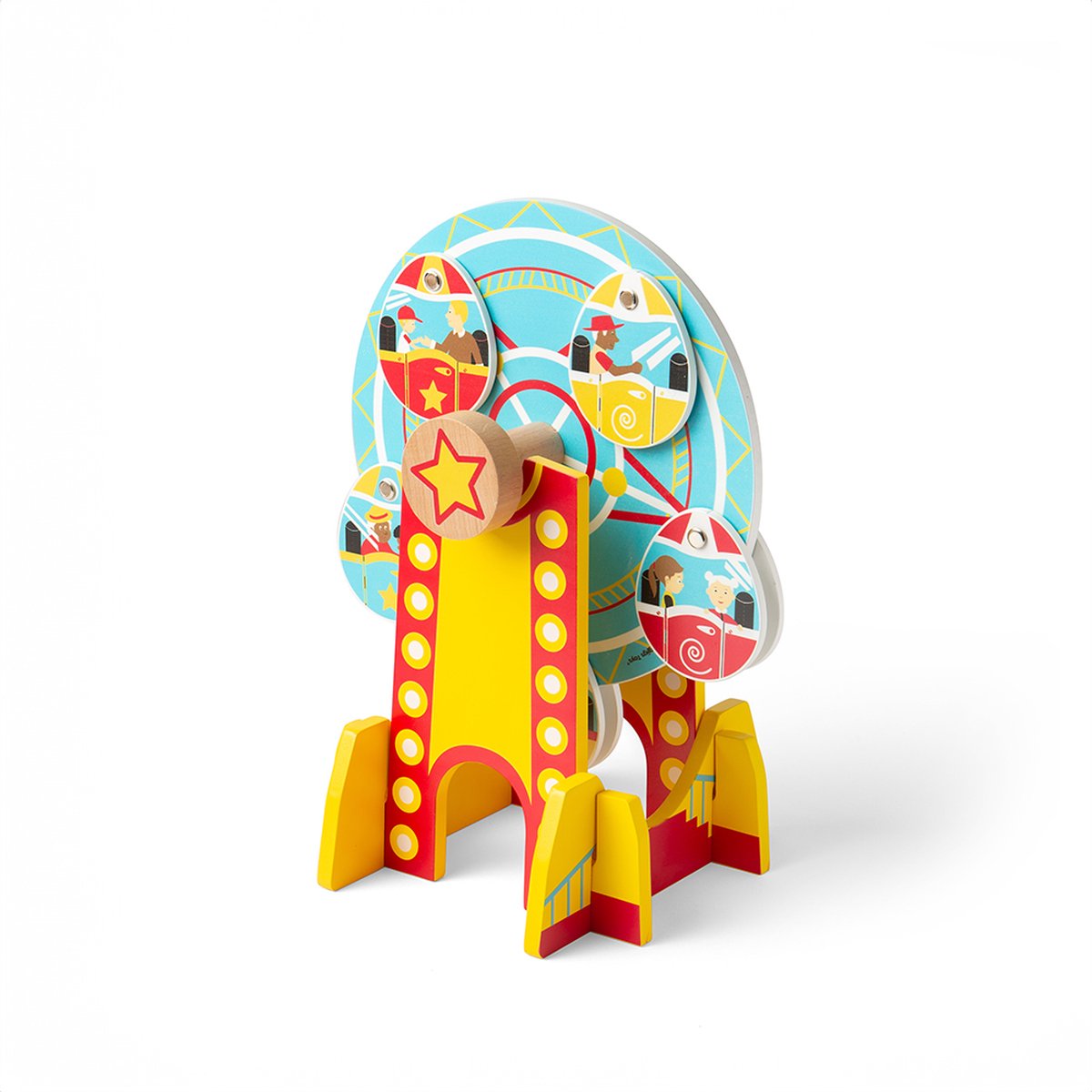 BigJigs houten reuzenrad treinaccessoire - kleurrijk speelgoed.