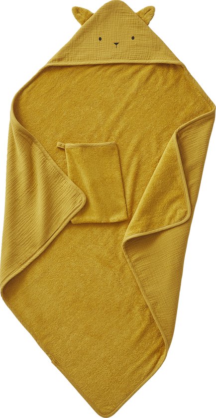 Vertbaudet Cape de bain + gant en gaze de coton bio*,
