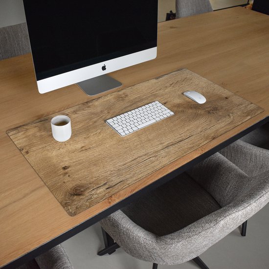 Sous-main 100x50 cm - Bois - Marron - Aspect bois - Tapis de souris XXL - Tapis de bureau - Grands Tapis de souris