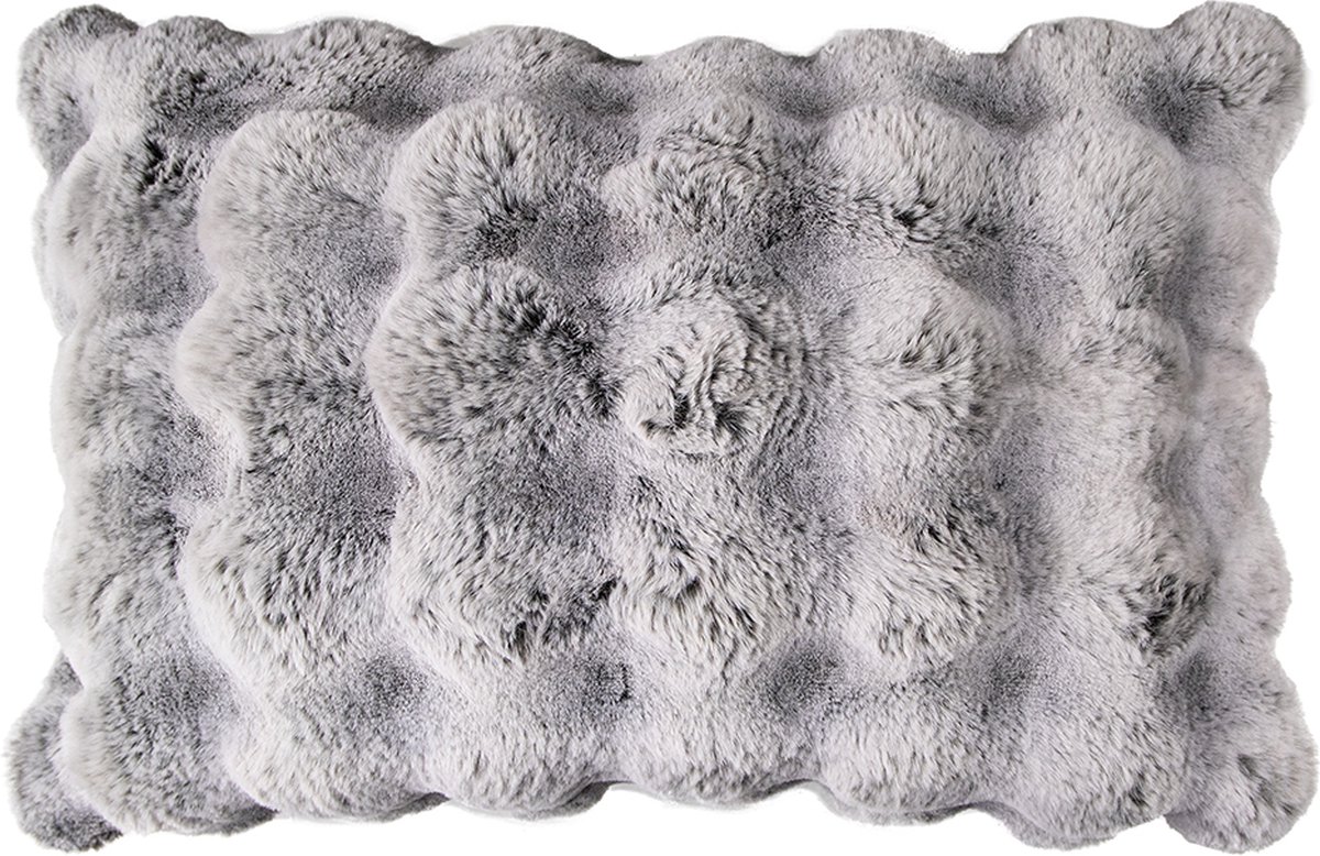 Mars & More groot kussen teddy bubble grijs 40x60cm Bruin