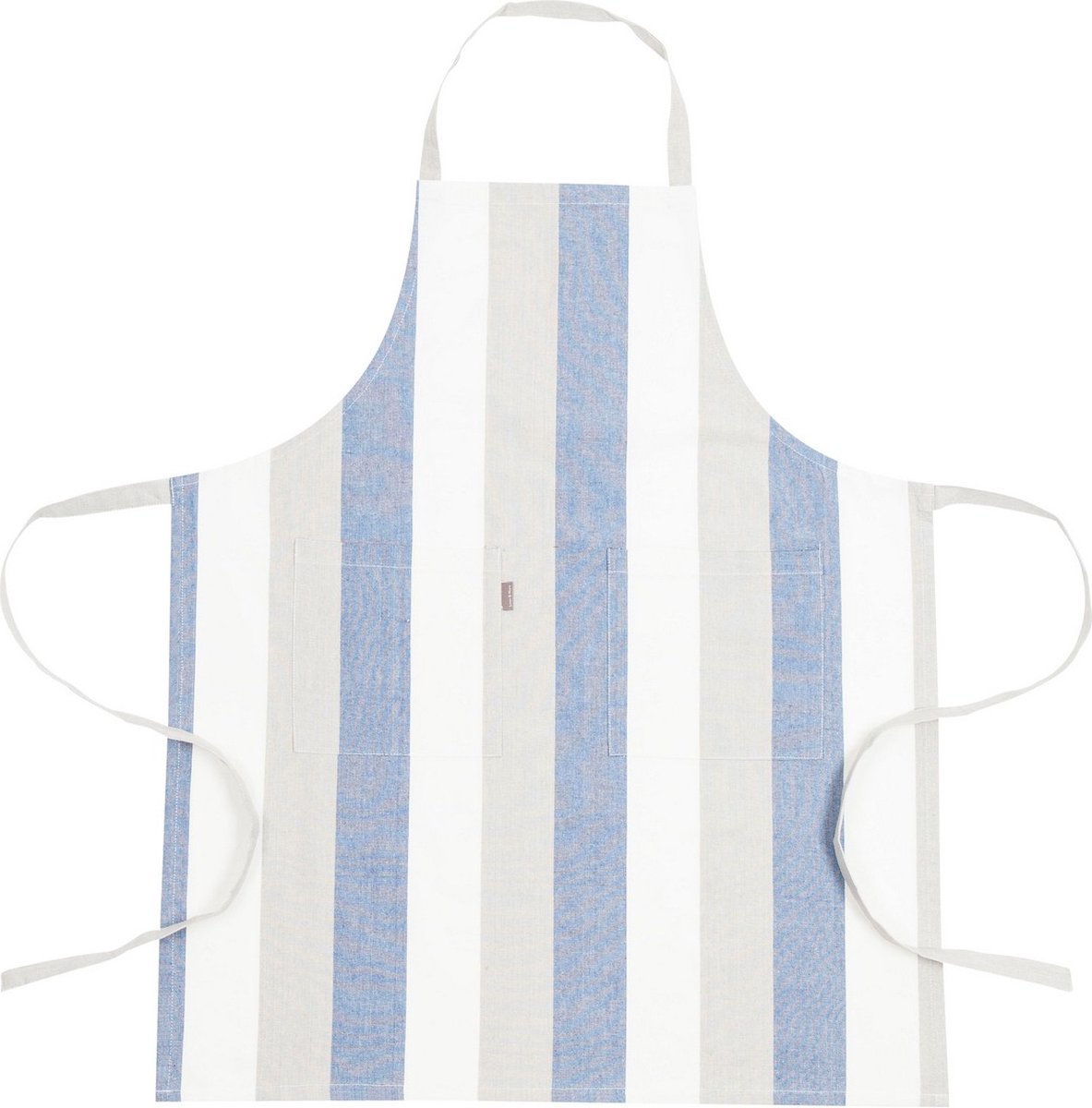 Classic Stripe True Navy Apron 75x90 Whiteh 2 pockets