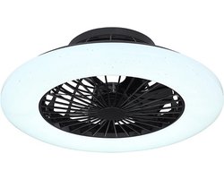 Globo Moderne LED Ventilatoren Travo 1 Lichtpunt Wit/Zwart Kunststof Slaapkamer Dimbaar Diameter 52cm