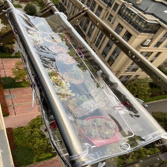 POCHY Transparant Waterdicht Gordijn Zeil Voor Pergola En Terras - PVC 6x2.5m Met Ritssluiting