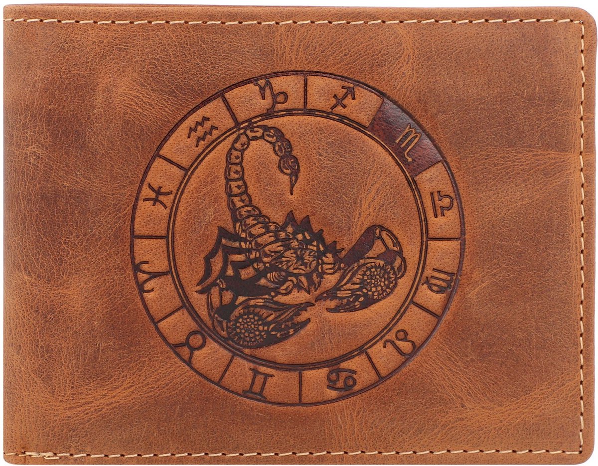 Greenburry - Vintage Lederen Heren Portefeuille Met Schorpioen Sterrenbeeld
