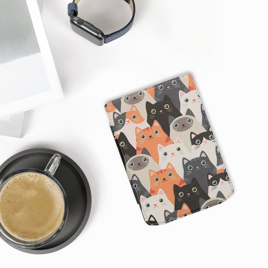 kwmobile e-reader hoesje geschikt voor Pocketbook Verse / Verse Lite / Verse Pro / Color / Vivlio Light/Light HD hoes - E reader flip case met magnetische sluiting - Ereader cover - Katten design in oranje / zwart / wit van Merkloos — afbeelding 5