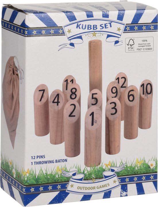 Parya Official - Kubb Set - 13-delig - Buitenspeelgoed - Houten Kegels