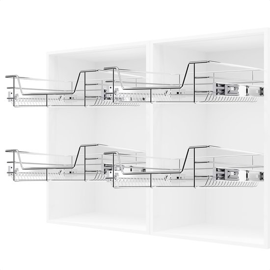Keukenkast Organizer met Antislipmat en Ladeverdeler - Set van 4 - Gootsteenkast Organizer