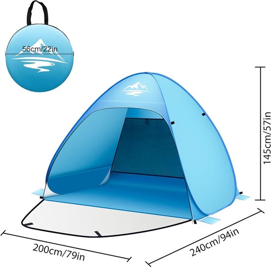 Automatic Portable Throwing Sun Protection Tent for 2-4 People - UV Protection 50+ - Camping and Beach Tent with Carry Bag for Families Beach Tent van Venkaite — afbeelding 5