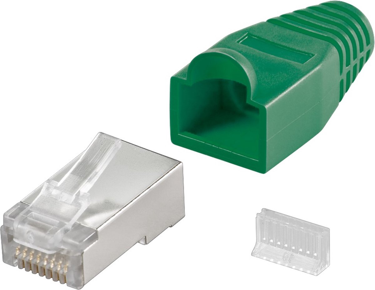 CAT5e RJ45 connector afgeschermd + tule groen - per stuk