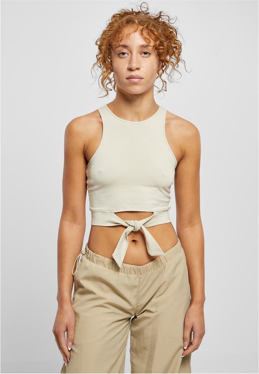 Urban Classics Cropped Knot Crop top L Beige