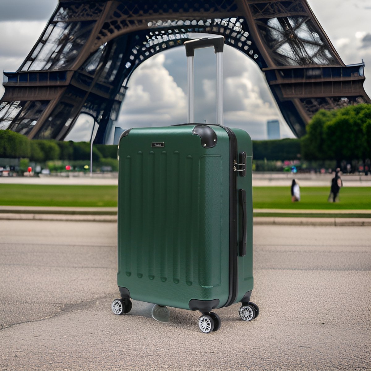 Handbagage koffer maat S trolley Green Voyager – Lichtgewicht koffer met cijferslot – Reiskoffer op 4 dubbele zwenkwielen – Hardcase koffer – ABS – Groen - Maat S ca. 55x37x23 cm