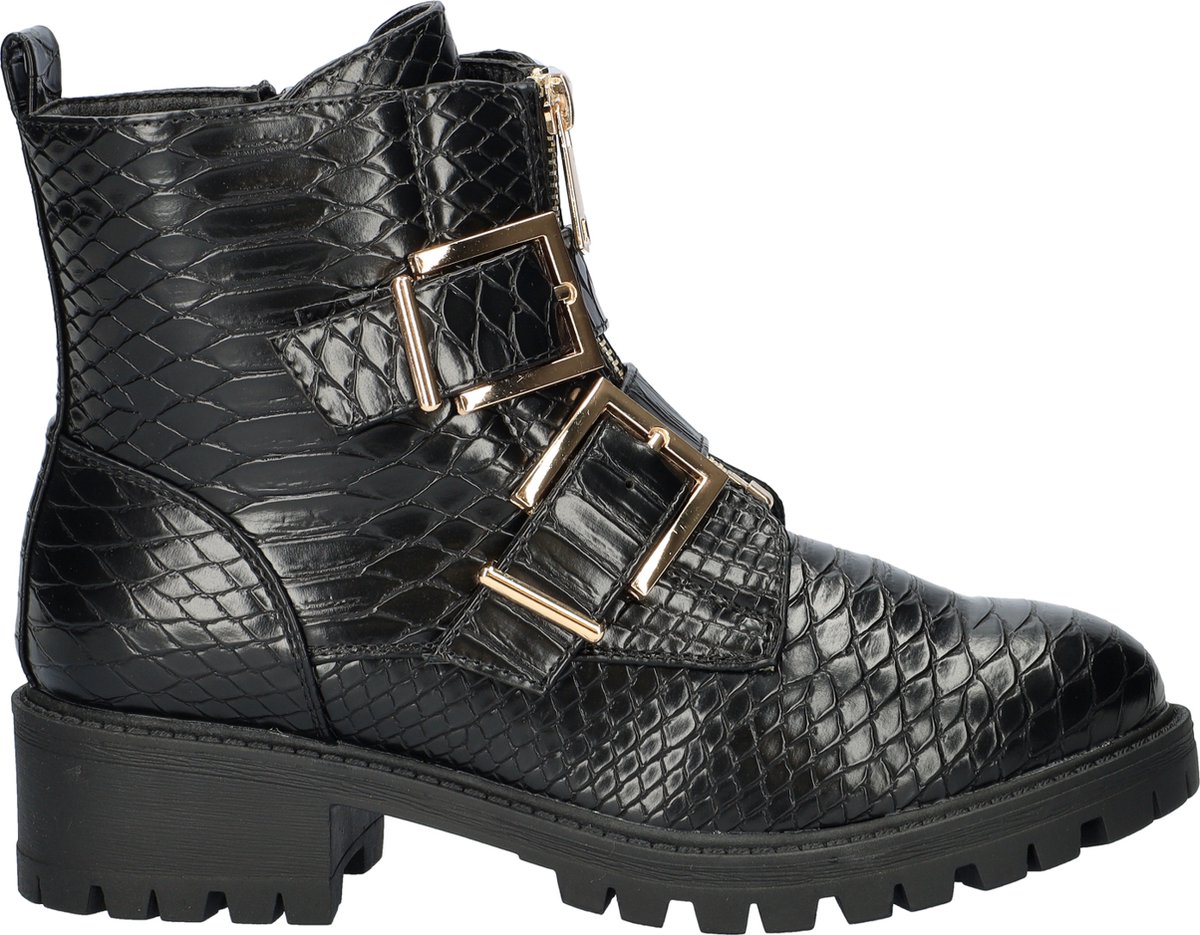 Dolcis dames bikerboot - Zwart zwart - Maat 39
