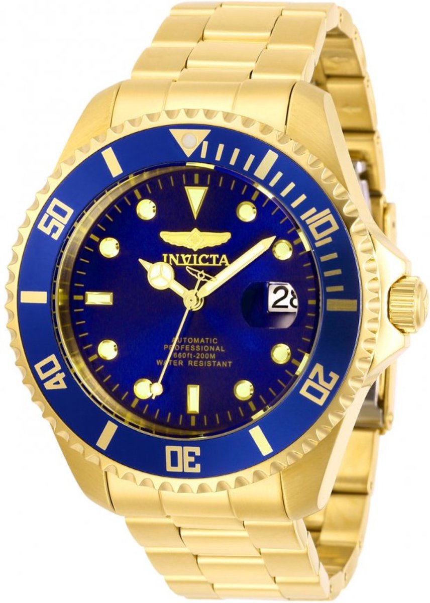 Invicta Pro Diver 28949 Heren Horloge - Waterdicht - Analoog - Automatisch Uurwerk - Roestvrij Staal met blauwe Wijzerplaat - 47mm