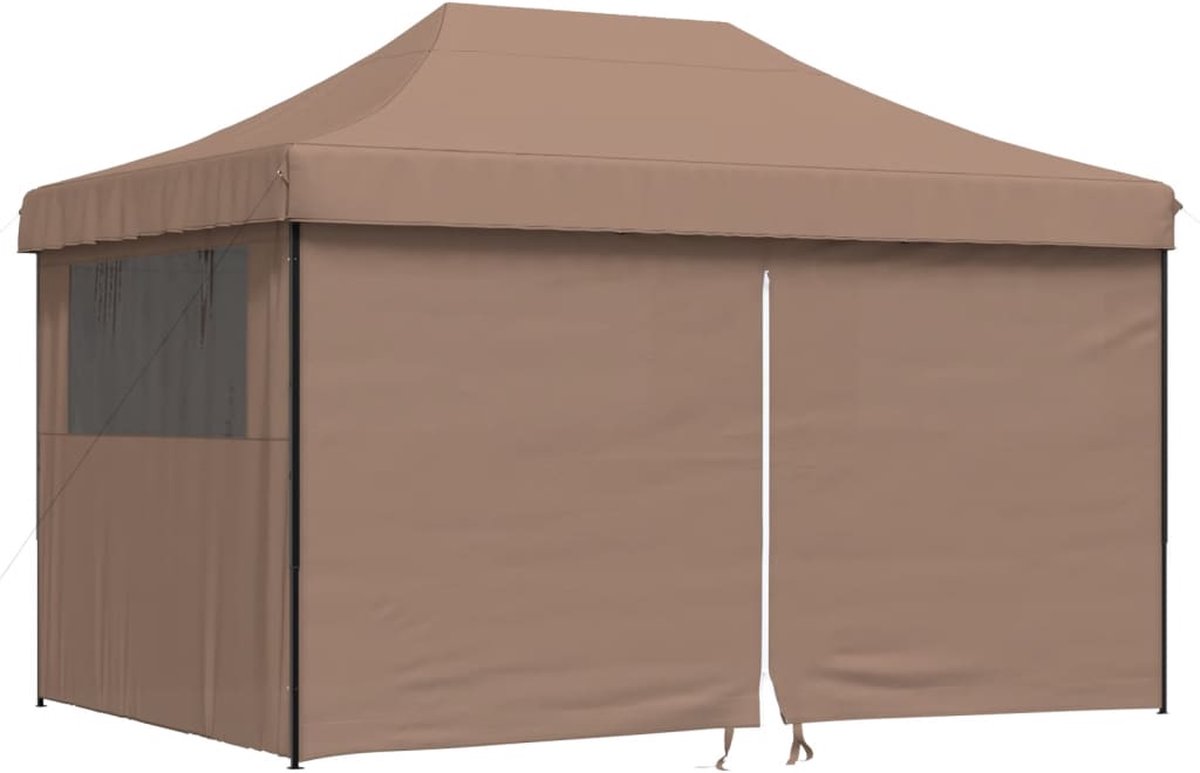 VidaXL Partytent inklapbaar pop-up met 4 zijwanden bruin